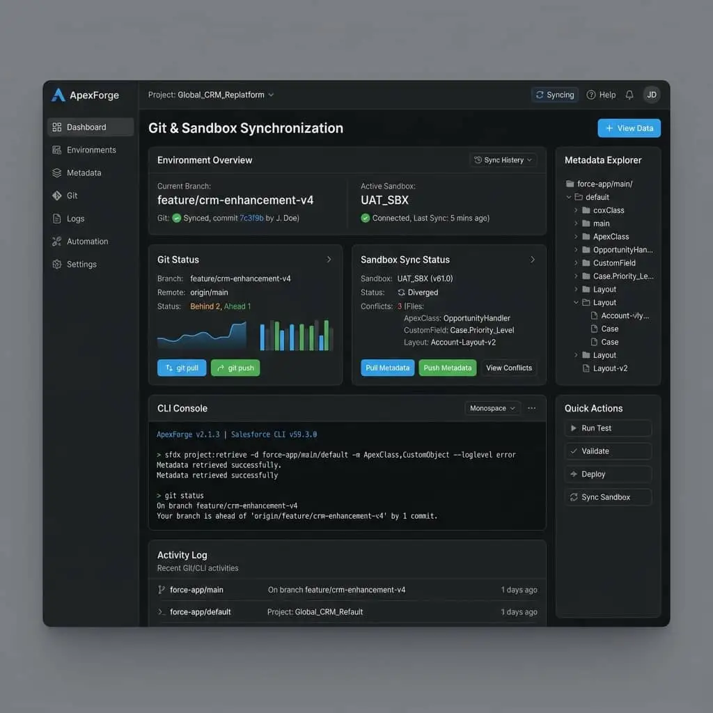 Scratch Org Validation — Salesforce loan origination platform UI