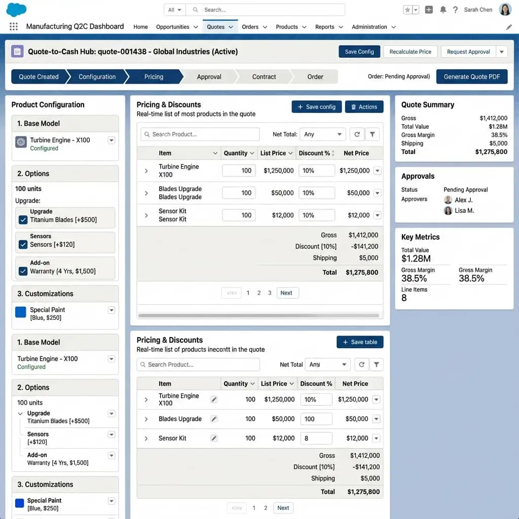 CPQ Configuration & Pricing — Salesforce loan origination platform UI